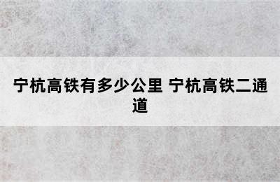 宁杭高铁有多少公里 宁杭高铁二通道